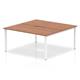 B2B White Frame Bench Desk 1600 Walnut (2 Pod)