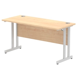 Impulse 1400/600 Rectangle Silver Cantilever Leg Desk Maple