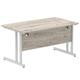 Impulse 1400 x 800mm Straight Desk Grey Oak Top Silver Cantilever Leg