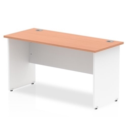 Impulse Panel End 1400/600 Rectangle Desk Beech Top White Panels Ref TT000093