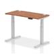 Air 1200 x 600mm Height Adjustable Desk Walnut Top Cable Ports Silver Leg