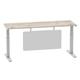 Air 1800 x 600mm Height Adjustable Desk Grey Oak Top Cable Ports Silver Leg With Silver Steel Modesty Panel
