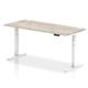 Air 1800 x 800mm Height Adjustable Desk Grey Oak Top Cable Ports White Leg