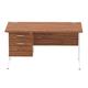 Impulse 1400 Rectangle White Cant Leg Desk WALNUT 1 x 2 Drawer Fixed Ped