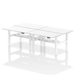 Air Back-to-Back 1400 x 800mm Height Adjustable 4 Person Bench Desk White Top CP White Frame