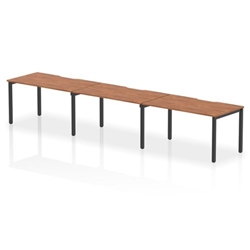 Evolve Plus 1400mm Single Row 3 Person Office Bench Desk Walnut Top Black Frame