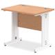 Impulse 800 x 600mm Straight Desk Oak Top White Cable Managed Leg