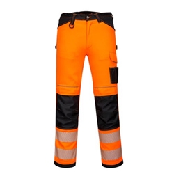 Portwest PW3 Hi Vis Lightweight Stretch Work Trousers 42 Orange/Blk