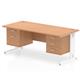 Impulse 1600 x 800mm Straight Desk Oak Top White Cable Managed Leg 1 x 2 Drawer 1 x 3 Drawer Fixed Pedestal