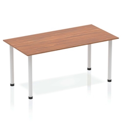 Impulse Straight Table 1400 Walnut Post Leg Silver