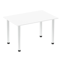 Impulse 1200mm Straight Table White Top Chrome Post Leg