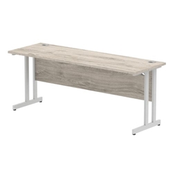 Impulse 1800 x 600mm Straight Desk Grey Oak Top Silver Cantilever Leg