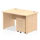 Impulse 1200 x 800mm Straight Desk Maple Top Panel End Leg with 2 Drawer Mobile Pedestal Bundle