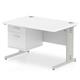 Impulse 1200 x 800mm Straight Desk White Top Silver Cable Managed Leg with 1 x 2 Drawer Fixed Pedestal