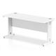 Impulse 1600 x 600mm Straight Desk White Top White Cable Managed Leg