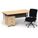 Impulse 1800 x 800 White Cant Office Desk Maple + 3 Dr Mobile Ped & Chiro Med Back Black W/Arms