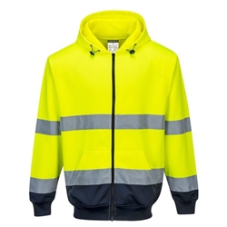 Portwest Hi Vis Contrast Zipped Hoodie 3XL Yellow/Navy