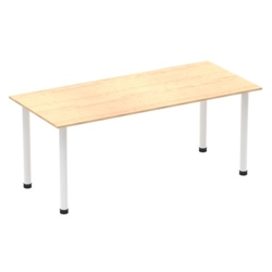 Impulse 1800mm Straight Table Maple Top White Post Leg