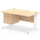 Impulse 1400 x 800mm Straight Desk Maple Top White Cable Managed Leg with 1 x 2 Drawer Fixed Pedestal