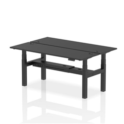 Air Back-to-Back 1800 x 600mm Height Adjustable 2 Person Bench Desk Black Top CP Black Frame