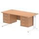 Impulse 1600 x 800mm Straight Desk Oak Top White Cable Managed Leg 2 x 3 Drawer Fixed Pedestal