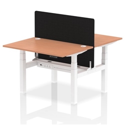 Air Back-to-Back 1200 x 800mm Height Adjustable 2 Person Bench Desk Beech Top CP White Frame with Black Straight Screen