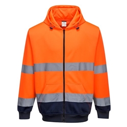 Portwest Hi Vis Contrast Zipped Hoodie XL Orange/Navy