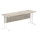 Impulse 1800 x 600mm Straight Desk Grey Oak Top White Cantilever Leg