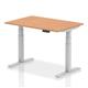Air 1200 x 800mm Height Adjustable Desk Oak Top Silver Leg