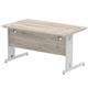 Impulse 1400 x 800mm Straight Desk Grey Oak Top Silver Cable Managed Leg