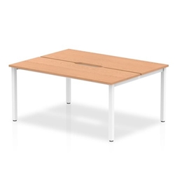 B2B White Frame Bench Desk 1200 Oak (2 Pod)