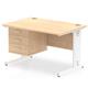 Impulse 1200 x 800mm Straight Desk Maple Top White Cable Managed Leg with 1 x 3 Drawer Fixed Pedestal