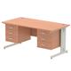 Impulse 1600 x 800mm Straight Desk Beech Top Silver Cable Managed Leg 2 x 3 Drawer Fixed Pedestal