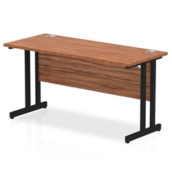 Impulse 1400 x 600mm Straight Desk Walnut Top Black Cantilever Leg