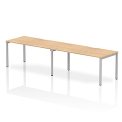 Single Silver Frame Bench Desk 1600 Maple (2 Pod)