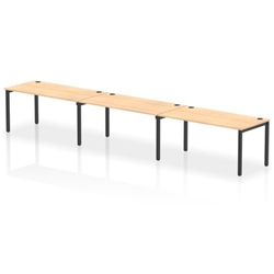 Impulse Bench Single Row 3 Person 1600 Black Frame Office Bench Desk Maple