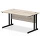 Impulse 1400 x 800mm Straight Desk Grey Oak Top Black Cantilever Leg