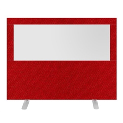 Impulse Plus Clear Half Vision 1200/1600 Floor Free Standing Screen Burgundy Fabric Light Grey Edges