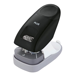 Plus By Pentel Staple-Free Desktop Stapler10 Sheet Capacity and A4 2-Hole Punch With Guidebar Black 31236