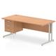 Impulse 1800 Rectangle Silver Cant Leg Desk OAK 1 x 3 Drawer Fixed Ped