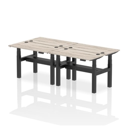 Air Back-to-Back 1200 x 600mm Height Adjustable 4 Person Bench Desk Grey Oak Top CP Black Frame