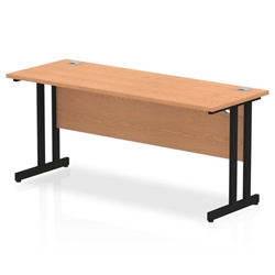 Impulse 1600 x 600mm Straight Desk Oak Top Black Cantilever Leg