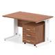 Impulse 1200 x 800mm Straight Desk Walnut Top White Cable Managed Leg with 3 Drawer Mobile Pedestal Bundle