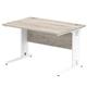 Impulse 1200 x 800mm Straight Desk Grey Oak Top White Cable Managed Leg