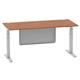 Air 1800 x 800mm Height Adjustable Desk Walnut Top Cable Ports Silver Leg With Silver Steel Modesty Panel