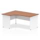 Impulse Panel End 1600/800 Left Hand Crescent Desk Walnut Top White Panels Ref TT000025