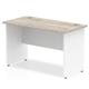 Impulse 1200 x 600mm Straight Desk Grey Oak Top White Panel End Leg