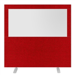 Impulse Plus Clear Half Vision 1500/1600 Floor Free Standing Screen Burgundy Fabric Light Grey Edges