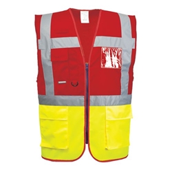 Portwest Paris Hi Vis Contrast Executive Vest 3XL Yellow/Red (Pack of 10)