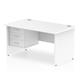 Impulse 1400 Rectangle Panel End Leg Desk WHITE 1 x 3 Drawer Fixed Ped